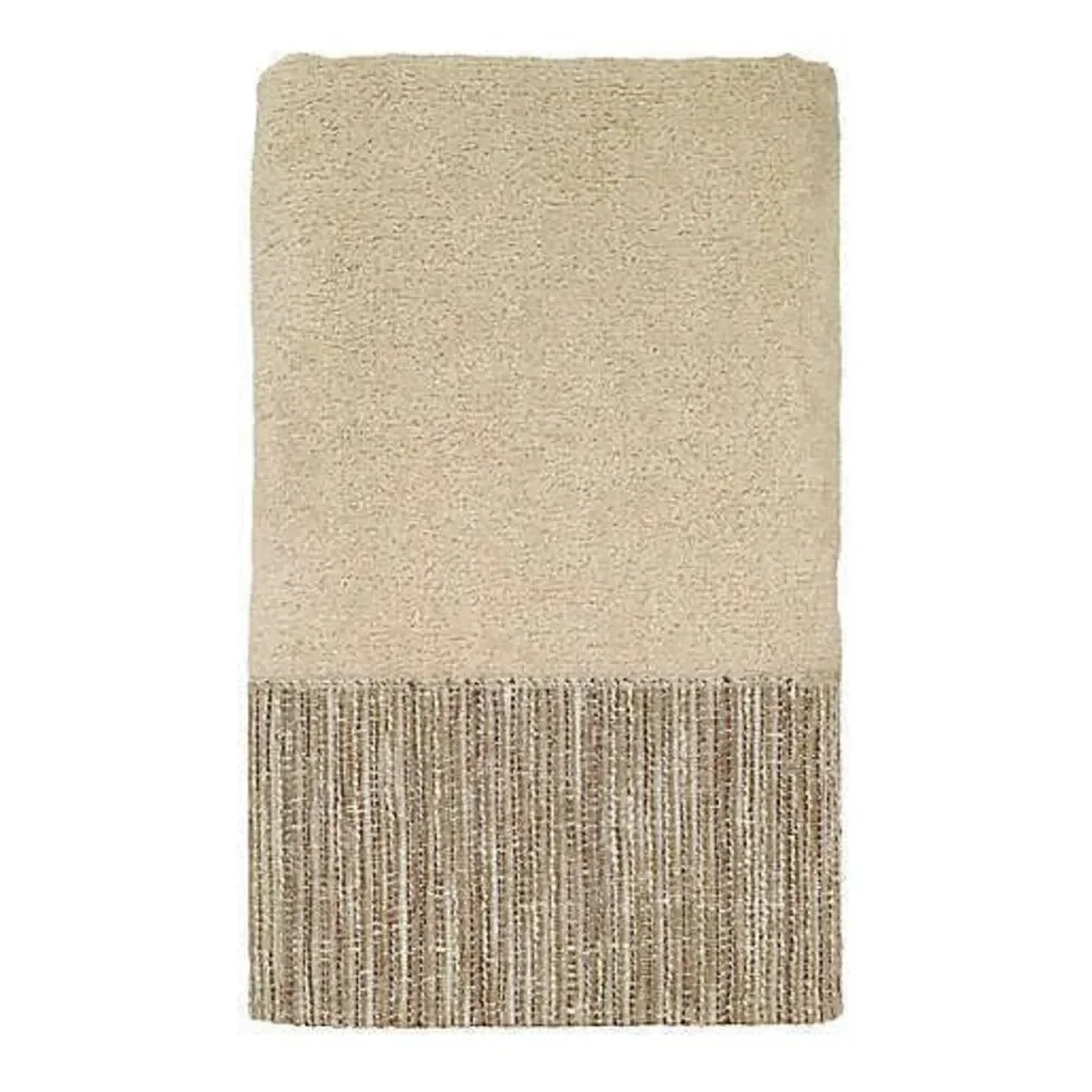 Avanti Brentwood Hand Towels Bathroom Beige Jacquard Border 30x16